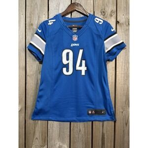 Nike On Field Detroit Lions Ezekiel Ansah #94 Women's Medium Blue NFL Jersey